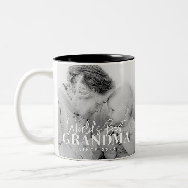 Tasse 2 Couleurs Meilleure grand-mère du monde depuis 20XX Photo si (Gauche)