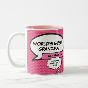 Tasse 2 Couleurs Meilleure Grand-mère du Monde Livre de Bande Dessi