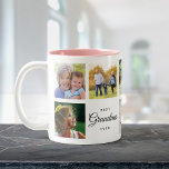 Tasse 2 Couleurs Meilleure grand-mère jamais moderne chic photo de<br><div class="desc">Pour la meilleure grand-mère jamais pour un cadeau spécial pour la fête des mères ou pour l'anniversaire : une tasse moderne et tendance avec votre collage photo de famille,  message spécial,  et les noms en typographie de script minime.</div>