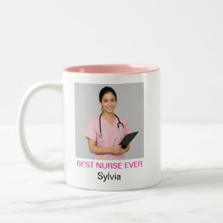 Tasse 2 Couleurs Meilleure infirmière jamais Photo personnalisée