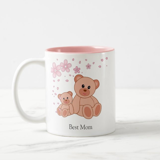 Tasse 2 Couleurs Meilleure maman avec des ours mignons avec des fle (Gauche)