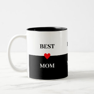 Tasse 2 Couleurs Meilleure Maman Cœur sur Noir & Blanc