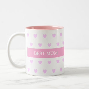 Tasse 2 Couleurs Meilleure Maman Cœurs sur fond blanc