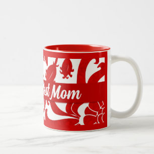 Tasse 2 Couleurs Meilleure maman Damas rouge et blanche du monde