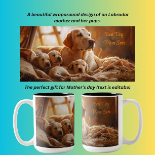 Tasse 2 Couleurs Meilleure maman de chien Ever Labrador et petits