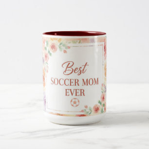 Tasse 2 Couleurs Meilleure Maman de Footballeur Jamais Design Flora