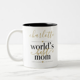 Tasse 2 Couleurs Meilleure Maman du Monde Personnalisée Noir et Or