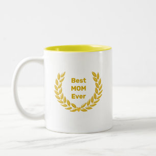Tasse 2 Couleurs Meilleure Maman et Couronne de Laurier Doré