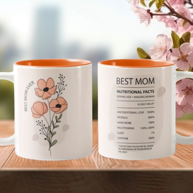 Tasse 2 Couleurs Meilleure maman Faits nutritionnels Fête des mères (Créateur téléchargé)