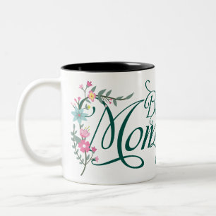 Tasse 2 Couleurs Meilleure maman Floral avec photo