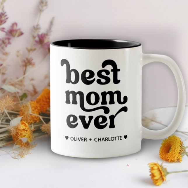 Tasse 2 Couleurs Meilleure maman Jamais Moderne Maman Enfants Noms  (Créateur téléchargé)