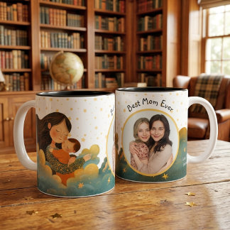 Tasse 2 Couleurs Meilleure Maman Jamais Photo de Mère et Enfant Nom