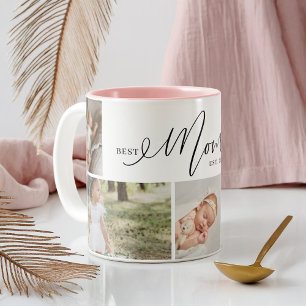 Tasse 2 Couleurs Meilleure Maman Jour Script Mères Jour 5 Photo Col