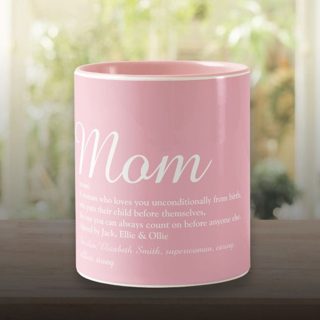 Tasse 2 Couleurs Meilleure Maman Mère Définition Script Rose (Best Mom Mum Mother Definition Script Pink Two-Tone Coffee Mug)