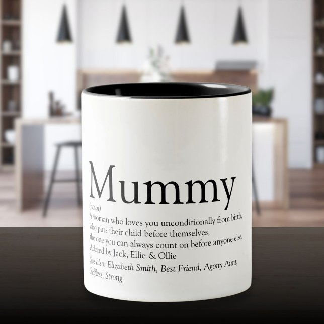 Tasse 2 Couleurs Meilleure Maman Momée du Monde Citation de Définit (World's Best Mummy Mom Mum Definition Quote Two-Tone Coffee Mug)
