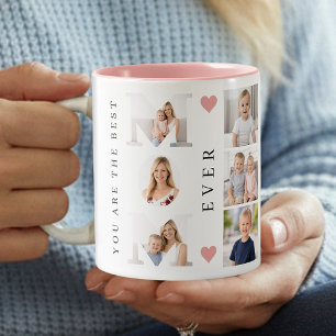 Tasse 2 Couleurs Meilleure Maman Photo Collage & Nous t'aimons