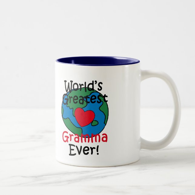Tasse 2 Couleurs Meilleure Mamie du Monde Cœur (Droit)