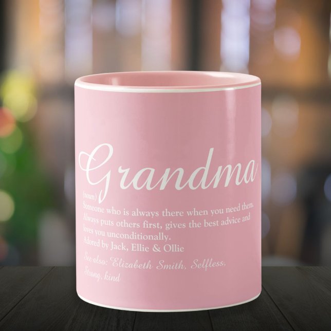 Tasse 2 Couleurs Meilleure Mamie Grand-mère Définition Rose (Best Ever Grandma Grandmother Definition Pink Two-Tone Coffee Mug)