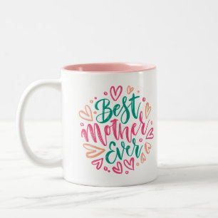 Tasse 2 Couleurs Meilleure mère jamais en vert et rose