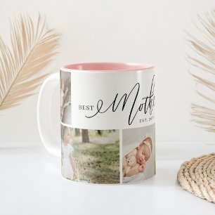 Tasse 2 Couleurs Meilleure mère Jour Script Fête des mères Collage 