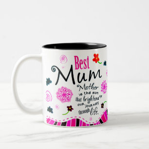 Tasse 2 Couleurs Meilleure mère toujours citée avec des fleurs Ca