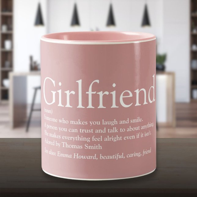 Tasse 2 Couleurs Meilleure petite amie de tous les temps Définition (Best Ever Girlfriend Definition Girly Pink Two-Tone Coffee Mug)