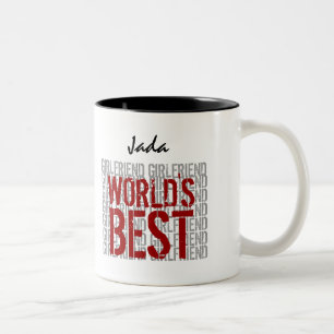 Tasse 2 Couleurs Meilleure PETITE AMIE du monde Nom personnalisé B