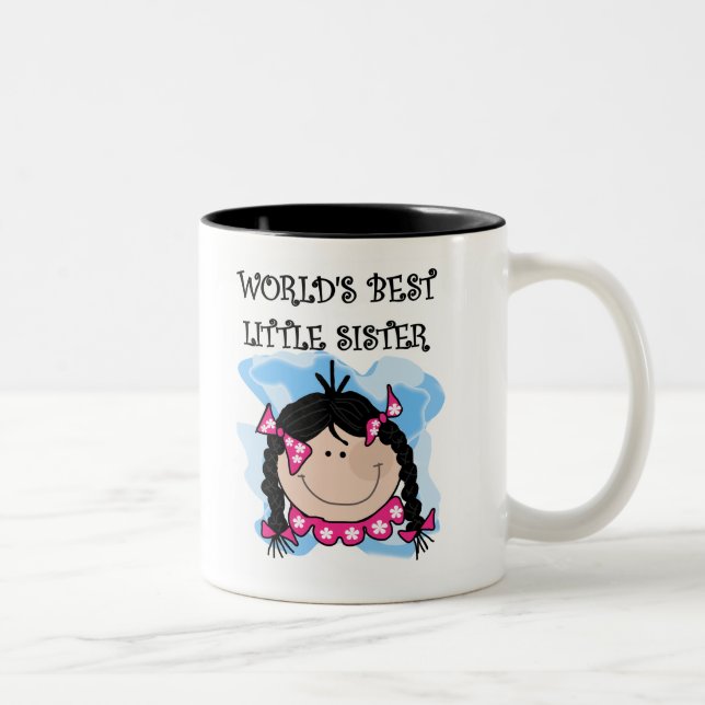 Tasse 2 Couleurs Meilleure petite soeur d'une chevelure noire (Droit)