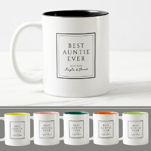 Tasse 2 Couleurs Meilleure Tante jamais minimaliste noir et blanc