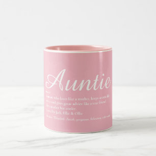 Tasse 2 Couleurs Meilleure tante, Tante Définition Script Girl Rose