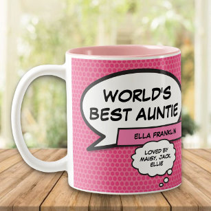 Tasse 2 Couleurs Meilleure Tante Tante Fun Cool Comic Girly Pink