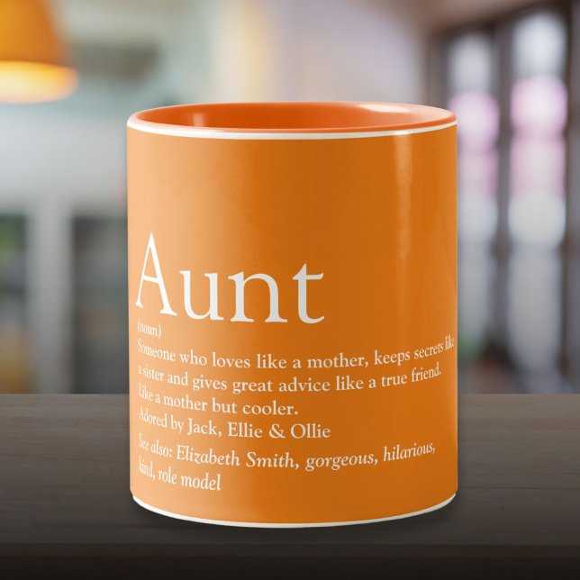 Tasse 2 Couleurs Meilleure Tante Tante Fun Définition Citation Oran (Best Ever Aunt Auntie Fun Definition Quote Orange Two-Tone Coffee Mug)