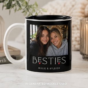 Tasse 2 Couleurs Meilleures Amies Meilleure Copine Cœur Typographie
