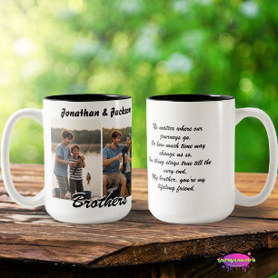 Tasse 2 Couleurs Meilleurs amis frères avec photos et poème
