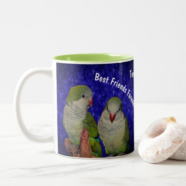 Tasse 2 Couleurs Meilleurs amis pour toujours mignon oiseau Personn (Avec donut)