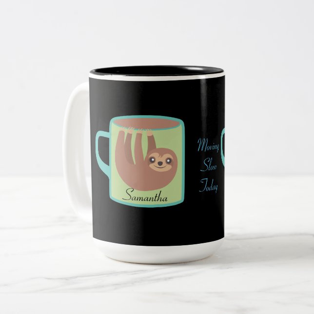 Tasse 2 Couleurs Mélange Sloth Personnalisé (Devant gauche)