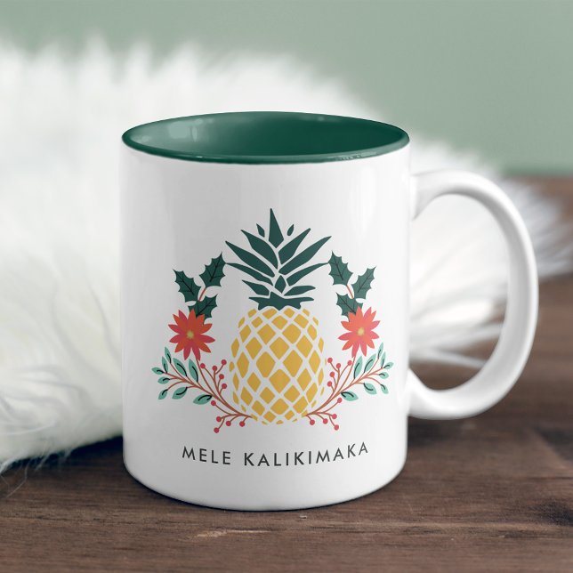 Tasse 2 Couleurs Mele Kalikimaka | Ananas de Noël hawaïen (Créateur téléchargé)