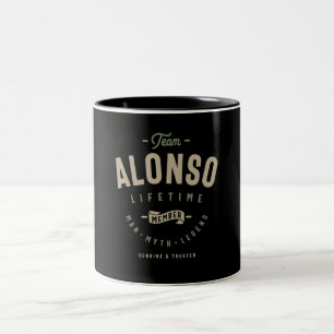 Tasse 2 Couleurs Membre à vie de l'équipe Alonso Nom personnalisé