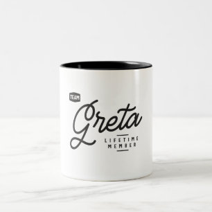 Tasse 2 Couleurs Membre de l'équipe Greta à vie Nom personnalisé