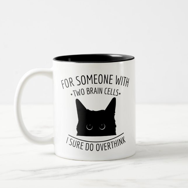 Tasse 2 Couleurs Mème De Chat Drôle, Deux Cellules De Cerveau, Auto (Gauche)