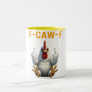 Tasse 2 Couleurs Meme de Coq F-Caw-F   Blague de Poulet Drôle   Coq