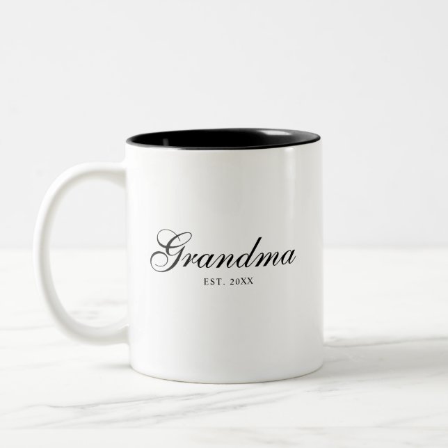 Tasse 2 Couleurs Mémé élégante script établi (Gauche)