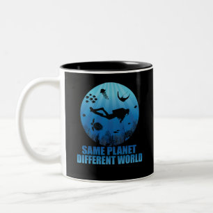 Tasse 2 Couleurs Même Planète Différents Monde Plongeur Scuba Diver
