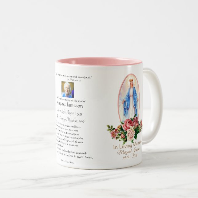 Tasse 2 Couleurs Mémorial funèbre catholique religieux (Devant droit)