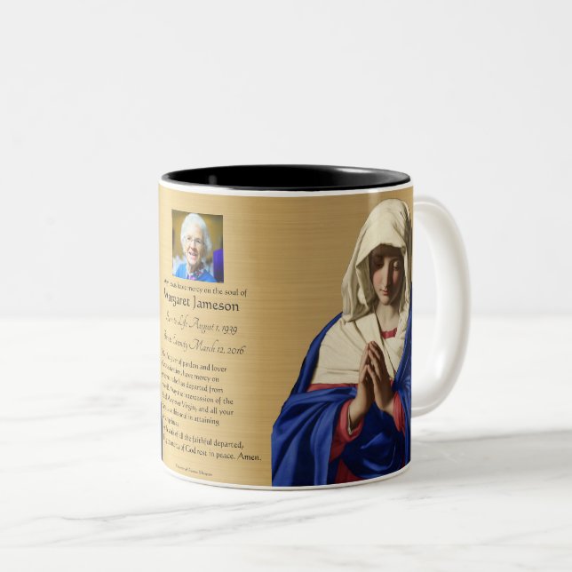 Tasse 2 Couleurs Mémorial funéraire de la Vierge Catholique Religie (Devant droit)