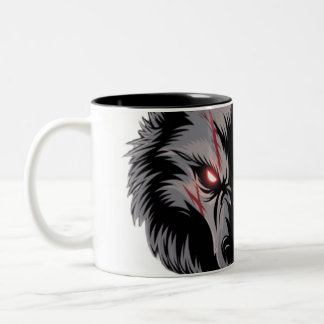 Tasse 2 Couleurs Menacer le loup avec les yeux rouges brillants
