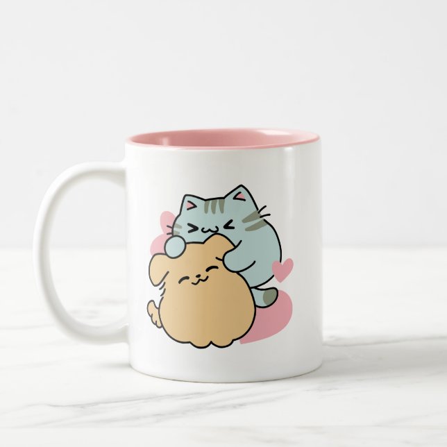 Tasse 2 Couleurs Meow & Woof Perfect Together - Cute Cat and Dog (Gauche)