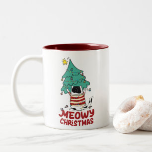 Tasse 2 Couleurs Meowy Christmas Funny Amoureux des chats