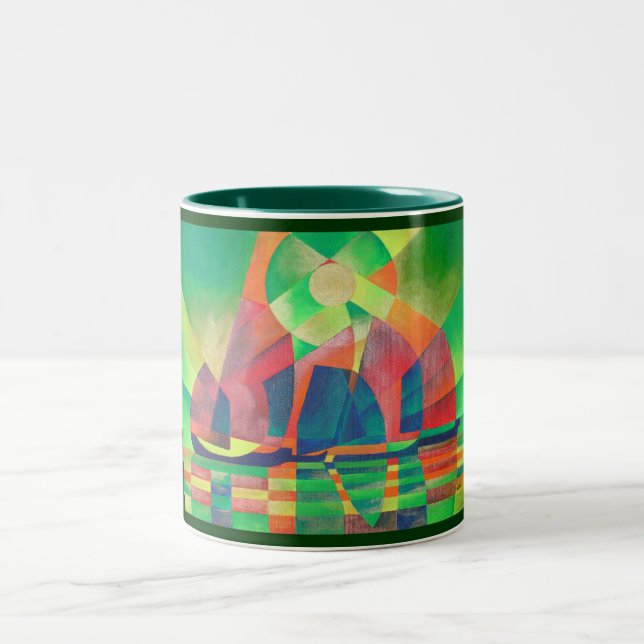 Tasse 2 Couleurs Mer de vert avec des joncs Abstraits cubes (Centre)