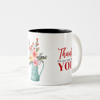 Tasse 2 Couleurs Merci : Bouquet de fleurs dans une aquarelle